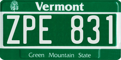 VT license plate ZPE831