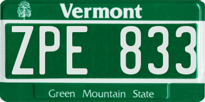 VT license plate ZPE833