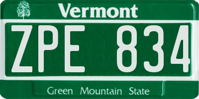 VT license plate ZPE834