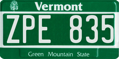 VT license plate ZPE835