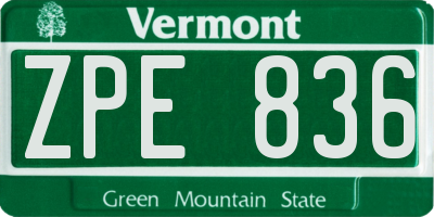 VT license plate ZPE836