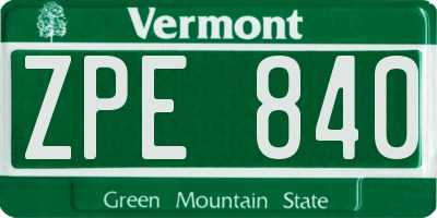 VT license plate ZPE840
