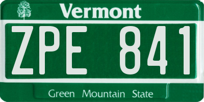 VT license plate ZPE841