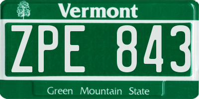 VT license plate ZPE843