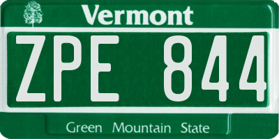 VT license plate ZPE844