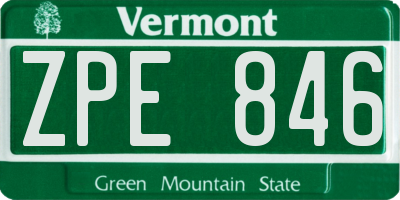 VT license plate ZPE846