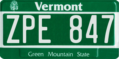 VT license plate ZPE847