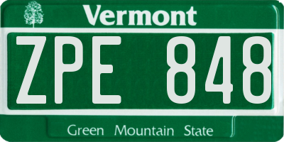 VT license plate ZPE848