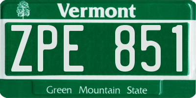 VT license plate ZPE851