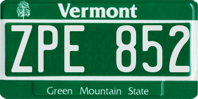 VT license plate ZPE852