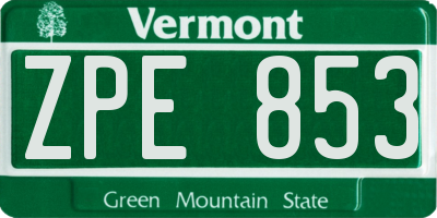 VT license plate ZPE853