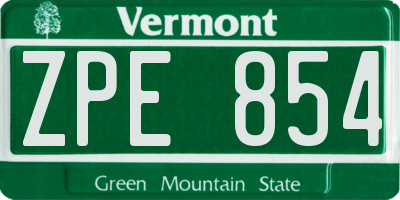 VT license plate ZPE854