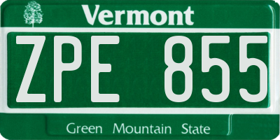 VT license plate ZPE855