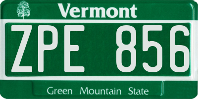 VT license plate ZPE856