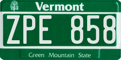 VT license plate ZPE858