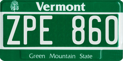 VT license plate ZPE860