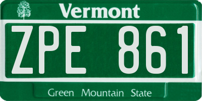 VT license plate ZPE861