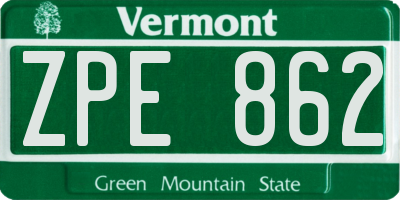 VT license plate ZPE862