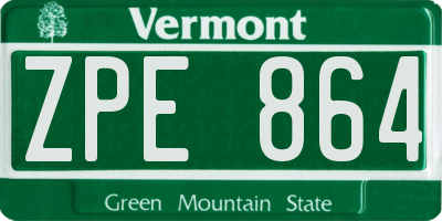 VT license plate ZPE864