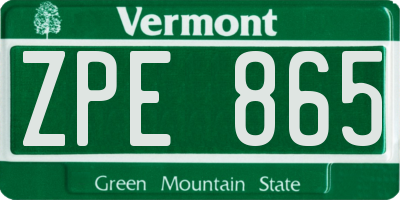 VT license plate ZPE865