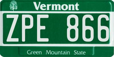 VT license plate ZPE866