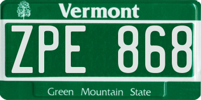 VT license plate ZPE868