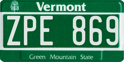 VT license plate ZPE869