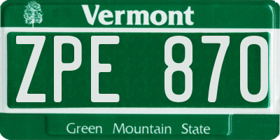 VT license plate ZPE870