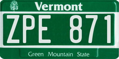 VT license plate ZPE871