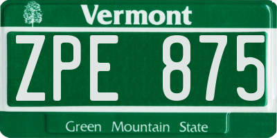 VT license plate ZPE875