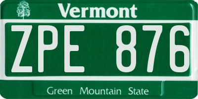 VT license plate ZPE876