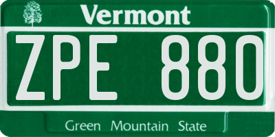 VT license plate ZPE880