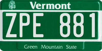 VT license plate ZPE881