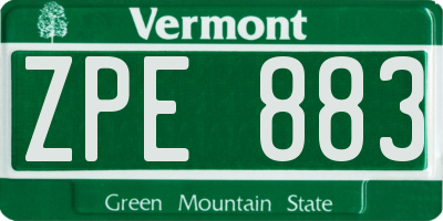 VT license plate ZPE883