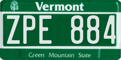 VT license plate ZPE884