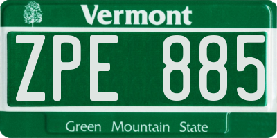 VT license plate ZPE885