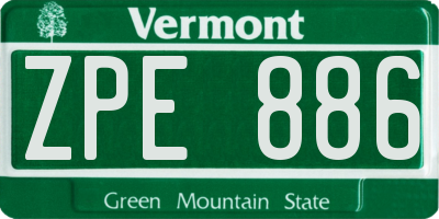 VT license plate ZPE886