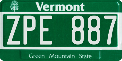 VT license plate ZPE887