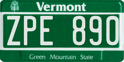 VT license plate ZPE890