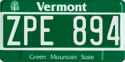 VT license plate ZPE894