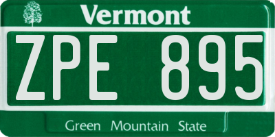 VT license plate ZPE895