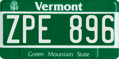 VT license plate ZPE896