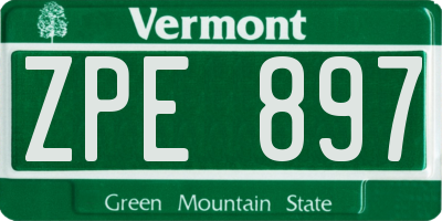 VT license plate ZPE897