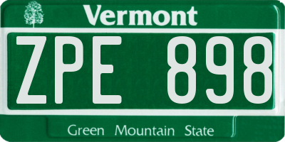 VT license plate ZPE898