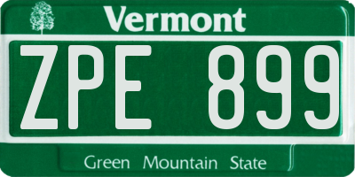 VT license plate ZPE899
