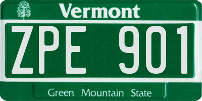 VT license plate ZPE901