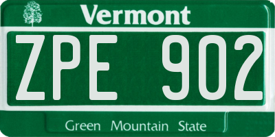 VT license plate ZPE902