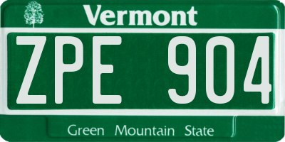 VT license plate ZPE904