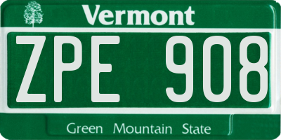 VT license plate ZPE908