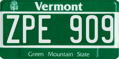 VT license plate ZPE909
